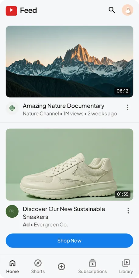 YouTube 廣告示意圖